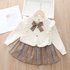 Girls‘ 2023 New Children’s Spring Dress Fashionable Small Fragrance Knitted Plaid Pleated Skirt Two Piece Set South