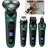Green Smart Electric Shaver LCD Digital Display Three-head Floating Razor USB Rechargeable Washing Multi-function Beard Knife