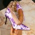 Women’s High Heel Sandals Women Fashion Purple Printed Simple Pointed Stiletto High Heel Sandals Women