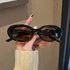 Oval White Frame Concave Sunglasses For Women With Large Faces, Cat Eyes, Sun Protection, Premium