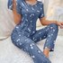 Women’s Sleepwears Milk Silk Home Clothes Women Summer Thin Cartoon Print Short Sleeve Long Pants Can Be Worn Outside
