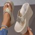 2025 Summer Women’s Solid Color Herringbone Thick Bottom Slope Heel Sandals Waterproof Platform Slippers Women