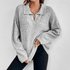 Women’s Polo Neck Knit Sweater – Long Sleeve Solid Color Pullover, Elegant & Versatile For Fall & Winter