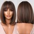 Allbell Brown Short Wave Headed Wig is suitable for women’s mixed brown synthetic wigs with bangs and heat-resistant