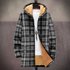 Men’s British cotton jacket with plush and comfortable street striped plaid casual pocket 3D printing