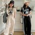 Mother&Kids Girls‘ Summer Sports Suit Summer Children Fashion Short-sleeved T-shirt Pants Two-piece Set