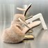 P7 European And American Solid Color Furry High-heeled Slippers For Women 2023 New Small Size Metal Round Toe Niche