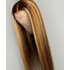Virgin Brazilian Soft Human Hair 4#/27# Highlight Color Straight Wigs 13″X4″ Swiss Lace Front Wigs