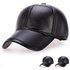 Leather middle-aged and elderly hats Men’s flat cap cap cap with ear protection Autumn and winter outdoor warm casual