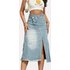 Women’s deconstructed split high waist denim skirt cotton high waist slim design skirt for women