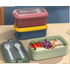 Morandi Student Office Lunch Box Microwave Sealed Preservation Box Divided Spoon Lunch Box