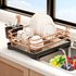 Kitchen Storage Rack Dishes Drain Rack Diversion Drain Bowl and Dish Rack Multifunctional Household Countertop Single-Layer Tableware Rack