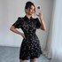 Women’s Clothing Summer New Contrast Color Lapel Water Soluble Temperament Waist Short Sleeved Dress