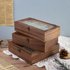 Camellia Glass Storage Box With Flip Lid – Multi-Compartment Organizer For Tea Bags, Jewelry & Small Items