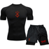 Men's Compression Sportswear Suit Gym Short Sleeved T-Shirt Sports Set Goku 2Pcs Workout Jogging Shorts 2 In 1 Fitness Tracksuit