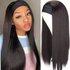 Turban wig new product wig ladies long straight hair black chemical fiber hair band wig factory spot delivery
