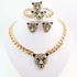 Fashion Leopard Head Bracelet Earrings Necklace Ring New Trendy Gold Color Crystal Costume African Jewelry Sets