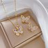 Stainless Steel Jewelry Set Of Earrings Pendant Necklace For Women Chic Fashion Rhinestone White Clear Butterfly Jewelry Set