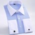 2024 Men’s Classic French Cuffs Striped Dress Shirt Single Patch Pocket Cufflink Included Long Sleeve Wedding Shirts
