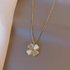 Lucky Four-Leaf Clover Necklace For Women Gold-Plated Cat’s Eye Delicate Petal Collarbone Chain Simple Elegant New Style