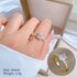 Gold Color Green Stone Zircon Chain Rings For Women’s Adjustable Jewelry Finger Gold Plated No-Fading Birthday Gift
