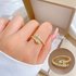 Adjustable Double Snake Ring with CZ Stone for Lady Open Stainless Steel Golden Snake Head Rings for Woman Gifts Punk Jewelry