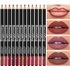 Hot selling 12 color lip liner set wooden sharpenable waterproof non smudge matte nude lipstick lip pencil