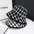 Korean version of ins black plaid knitted fisherman hat for children’s autumn and winter small fragrance fashion