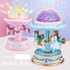 Colorful Carousel Music Box Large Colorful Light Projection Music Box Girl Birthday Gift Music Box