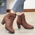 Retro Women’s Shoes 2023 New Square Heel Woman High Shoe Rubber Ankle Female Solid Platform Short Boots