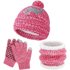 TGOGO 1Set Kids Winter Beanie Hats Snood Gloves Set 3 in 1 Thickening Soft Thermal Knitted Beanie Hats with Dinosaur Pattern Neck Warmer Magic Gloves