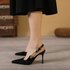 Elegant Rhinestone Women’s Singles Shoes With A One Line Buckle Versatile Shallow Cut Shoes, Pointed Thin High Heels,