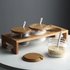 Glass Spice Jar Set Kitchen Seasoning Containers With Wooden Stand Salt Sugar Shakers Airtight Lids Easy Pour Design Minimalist Pantry Organization