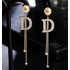 Luxury Rhinestone Gold Color Letter D Hoop Earrings For Women 2023 New Trendy High Quality Geometric Earrings Jewelry Party Gift