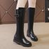 New Korean Edition Women s with Thick Heel Round Head Knight Velvet Warm High Top Boots for Autumn and Winter