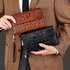 Men’s Handbag Men’s Crocodile Print Hand-held Bag, Double Zipper Handbag, Hand-carried Double-layer Mobile Phone Bag, Card Bag