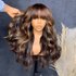 Highlight Blonde Lace Frontal Wigs for Women Pre-Plucked Brazilian Virgin Human Hair Body Wave Wigs with Bangs 180% Density