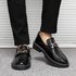 Round Head Printed Casual Shoes Classic Horse Buckle Men’s Work Shoes Office Soft-soled Artificial Leather Shoes Flat Shoes