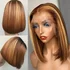 180% 13×4 Human Hair Wig Highlight Short Straight Bob Cut Wig 180% Density 13×4 Lace Front Human Hair Wig Natural Hairline With Baby Hair