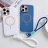 Wrist Strap Matte Hard Magnetic Case For Iphone 16 15 14 Plus 13 12 Pro Max Wireless Charge Shockproof Lanyard