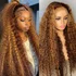 16-36 Inch Highlight Ombre HD Lace Frontal Wig Curly Human Hair Wigs 4/27 Colored Deep Wave Closure Wig
