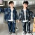 Broken Hole Jacquard Denim Spring Autumn Clothing Boys‘ Handsome Two Piece Set for Middle and Small