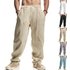Cotton Linen Oversized Men’s Breathable And Sweat Absorbing Solid Color Pants, Basic Casual Wide Leg Pants