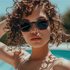 New Retro Irregular Polygon Round Rice Nail Decorative Sunglasses Women Fashion Catwalk Sunglasses Trendy Men