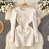 Women’s Clothing high end dress for women in autumn and winter, celebrity temperament, light luxury, metal buckle, slim fitting puff sleeve dress