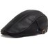 Fashionable PU leather men’s beret, British style forward hat, autumn and winter thick casual duckbill hat
