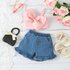 Mother & Kids children’s clothing wholesale girls summer new sleeveless bow camisole denim shorts two-piece suit