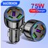 PD 75W 5-port USB car charger fast charging car C-type phone adapter suitable for iPhone 14, 13, 12 Xiaomi, Huawei,