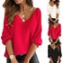 Women’s Clothing solid color long-sleeved sweater V-neck loose large size foreign trade sweater for women