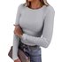 2024 Women’s Long Sleeve Round Neck Ribbed Knit Slim Fit Basic Base Shirt T-Shirt Top